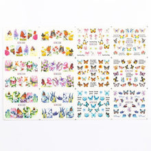 Load image into Gallery viewer, Valentines Heart Letter Flower Nail Stickers Sliders For Nails Water Decals Sticker Tips Manicure Decals for Nail Art Decoration Including Hearts Stars Letters Bowknot Leaves Flowers Plants Fruits Butterflies Nail Art Decoration
