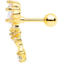 Load image into Gallery viewer, 1/4 Clear CZ Gem Gold Tone Anodized Cascade Right Cartilage Earring
