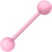 Load image into Gallery viewer, 14G 5/8 Light Pink Acrylic Over Steel Barbell Tongue Ring
