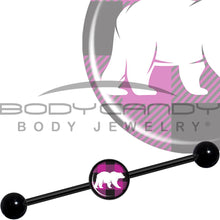 Load image into Gallery viewer, 14G Pink Black Plaid Polar Bear Black Industrial Barbell 37mm
