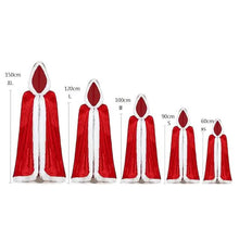 Load image into Gallery viewer, Velvet Hooded Cape Cloak Santa Cosplay Christmas Costumes Women
