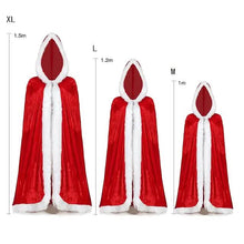 Load image into Gallery viewer, Velvet Hooded Cape Cloak Santa Cosplay Christmas Costumes Women
