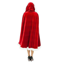 Load image into Gallery viewer, Velvet Hooded Cape Cloak Santa Cosplay Christmas Costumes Women
