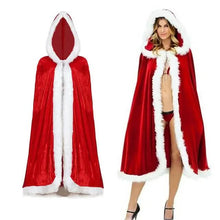 Load image into Gallery viewer, Velvet Hooded Cape Cloak Santa Cosplay Christmas Costumes Women
