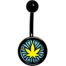 Load image into Gallery viewer, Watercolor Pot Leaf Black Belly Ring
