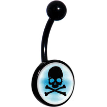 将图片加载到图库查看器，Blue Black Skull Black Belly Ring
