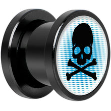将图片加载到图库查看器，Blue Black Skull Black Anodized Screw Fit Plug Set 00G
