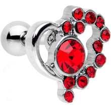 Load image into Gallery viewer, 1/4 Red Gem Heart Cluster Cartilage Tragus Earring
