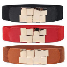 Load image into Gallery viewer, Vintage Black Square Elastic Buckle Belts Elegant Design High Quality Party Dress Waist Belt Cute Women Gift
