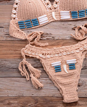 Load image into Gallery viewer, Vintage Blue Bikinis 2 Piece Halter Bikini Set Women High Waist Sequin Swimsuit  Set Handmade Crochet High Quality Swimsuit Women Push Up Swimwear Knitted Beach Wear Bathing Suit

