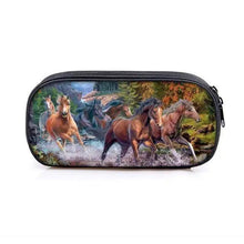 将图片加载到图库查看器，Vintage Cartoon Print Students Pencil Case Classic Theme Makeup Cosmetic Bags Elegant Stationery Pouch

