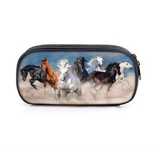 将图片加载到图库查看器，Vintage Cartoon Print Students Pencil Case Classic Theme Makeup Cosmetic Bags Elegant Stationery Pouch
