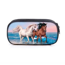 将图片加载到图库查看器，Vintage Cartoon Print Students Pencil Case Classic Theme Makeup Cosmetic Bags Elegant Stationery Pouch

