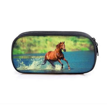 将图片加载到图库查看器，Vintage Cartoon Print Students Pencil Case Classic Theme Makeup Cosmetic Bags Elegant Stationery Pouch
