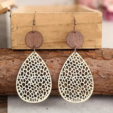 Load image into Gallery viewer, Vintage Hollow Leaf Shape PU Leather Earrings
