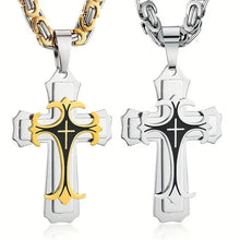 Load image into Gallery viewer, Vintage-Inspired Men's Flat Handmade Cross Pendant Necklace
