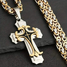 Load image into Gallery viewer, Vintage-Inspired Men's Flat Handmade Cross Pendant Necklace
