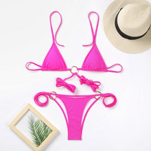 Load image into Gallery viewer, Vintage Print Bikini Female Handwork Small Ruffle Swimming Suit For Women Swimwear High Cut Bikini Set String Print Halter String Triangle Bikini Set Luxury Swimwear Two Piece Swimsuit
