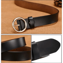 Load image into Gallery viewer, Vintage Simple Round Buckle Female Pin Leather Straps 105CM Belts For Women Unique Design Dresses Jeans Classic Round Waistband
