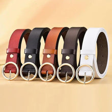 Load image into Gallery viewer, Vintage Simple Round Buckle Female Pin Leather Straps 105CM Belts For Women Unique Design Dresses Jeans Classic Round Waistband
