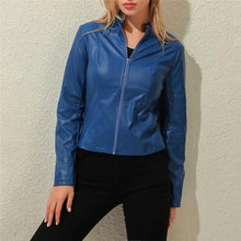 Load image into Gallery viewer, Vintage Style Autumn Ladies PU Leather Jacket For Women Slim Casual Soft Moto Biker Faux Leather Jacket For Female Coat Quality Basic Streetwear

