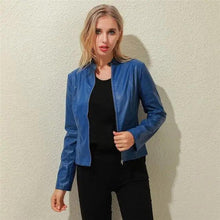 Load image into Gallery viewer, Vintage Style Autumn Ladies PU Leather Jacket For Women Slim Casual Soft Moto Biker Faux Leather Jacket For Female Coat Quality Basic Streetwear
