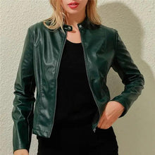 Load image into Gallery viewer, Vintage Style Autumn Ladies PU Leather Jacket For Women Slim Casual Soft Moto Biker Faux Leather Jacket For Female Coat Quality Basic Streetwear
