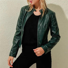 Load image into Gallery viewer, Vintage Style Autumn Ladies PU Leather Jacket For Women Slim Casual Soft Moto Biker Faux Leather Jacket For Female Coat Quality Basic Streetwear
