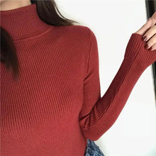 将图片加载到图库查看器，Vintage Style Autumn Winter Thick Sweater For Women Knitted Ribbed Pullover Sweater Long Sleeve Turtleneck Slim Jumper Soft Warm Pullover
