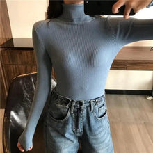 将图片加载到图库查看器，Vintage Style Autumn Winter Thick Sweater For Women Knitted Ribbed Pullover Sweater Long Sleeve Turtleneck Slim Jumper Soft Warm Pullover
