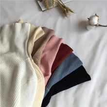 将图片加载到图库查看器，Vintage Style Autumn Winter Thick Sweater For Women Knitted Ribbed Pullover Sweater Long Sleeve Turtleneck Slim Jumper Soft Warm Pullover
