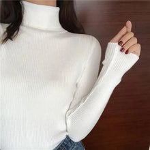 将图片加载到图库查看器，Vintage Style Autumn Winter Thick Sweater For Women Knitted Ribbed Pullover Sweater Long Sleeve Turtleneck Slim Jumper Soft Warm Pullover
