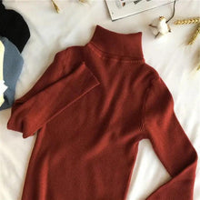 将图片加载到图库查看器，Vintage Style Autumn Winter Thick Sweater For Women Knitted Ribbed Pullover Sweater Long Sleeve Turtleneck Slim Jumper Soft Warm Pullover
