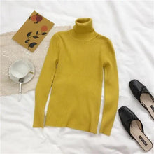 将图片加载到图库查看器，Vintage Style Autumn Winter Thick Sweater For Women Knitted Ribbed Pullover Sweater Long Sleeve Turtleneck Slim Jumper Soft Warm Pullover
