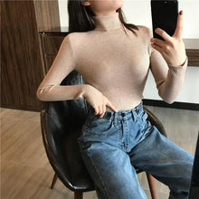 将图片加载到图库查看器，Vintage Style Autumn Winter Thick Sweater For Women Knitted Ribbed Pullover Sweater Long Sleeve Turtleneck Slim Jumper Soft Warm Pullover
