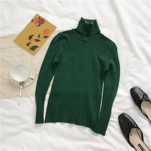 将图片加载到图库查看器，Vintage Style Autumn Winter Thick Sweater For Women Knitted Ribbed Pullover Sweater Long Sleeve Turtleneck Slim Jumper Soft Warm Pullover
