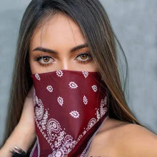 Load image into Gallery viewer, Vintage Style Print Bandana Hair Bands for Girls Women Headband Square Scarf Face Mask Cross Turban Bandanas Headwear
