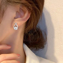 Load image into Gallery viewer, Vintage Style Stud Earrings - Embellished with Rhinestones, Cross Line Design
