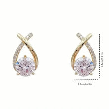Load image into Gallery viewer, Vintage Style Stud Earrings - Embellished with Rhinestones, Cross Line Design
