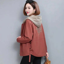 Load image into Gallery viewer, Vintage Style Women's Coat Hooded Jacket Long Sleeve Zipper Pockets Casual Windbreaker Basic Jackets Outerwear Plus Size 4XL E25
