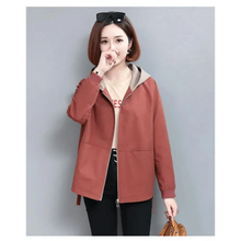 Load image into Gallery viewer, Vintage Style Women's Coat Hooded Jacket Long Sleeve Zipper Pockets Casual Windbreaker Basic Jackets Outerwear Plus Size 4XL E25
