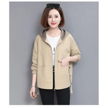 Load image into Gallery viewer, Vintage Style Women's Coat Hooded Jacket Long Sleeve Zipper Pockets Casual Windbreaker Basic Jackets Outerwear Plus Size 4XL E25
