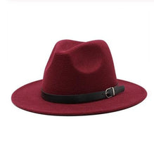 Load image into Gallery viewer, Vintage Winter Autumn Woolen Women Men Belt Buckle Fedora Hat Classic Wide Brim Floppy Hat Retro Warm Top Hat Vintage Cap Women Fedoras Durable Hat

