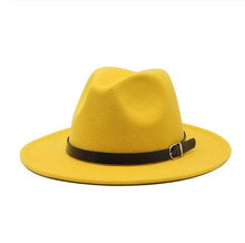Load image into Gallery viewer, Vintage Winter Autumn Woolen Women Men Belt Buckle Fedora Hat Classic Wide Brim Floppy Hat Retro Warm Top Hat Vintage Cap Women Fedoras Durable Hat
