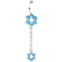 将图片加载到图库查看器，Aqua Gem Sway with the Wind Flower Dangle Belly Ring
