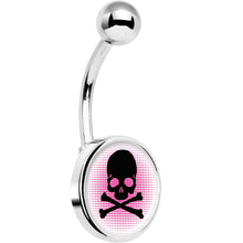 将图片加载到图库查看器，Pink Black Skull Belly Ring
