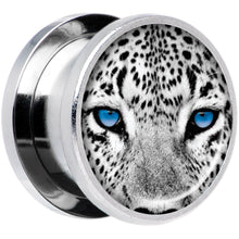 将图片加载到图库查看器，Black White Leopard Eyes Steel Screw Fit Plug Set 9/16
