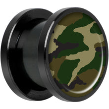 Load image into Gallery viewer, Woodland Camo Print Black Anodized Screw Fit Plug Set 1/2
