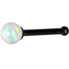 Load image into Gallery viewer, White 2.5mm Synthetic Opal Ball Black Anodized Nose Bone
