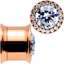 Load image into Gallery viewer, 1/2 Clear CZ Gem Rose Gold PVD Goddess of Glam Screw Fit Plug Set
